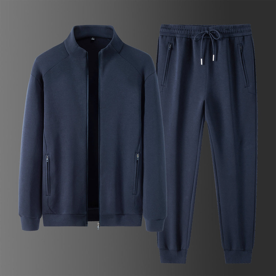 Herren Zweiteiliges minimalistisches Jogging‑Set mit Stehkragen, Zwei-Wege‑Reißverschluss & Reißverschlusstaschen Echoarchiv