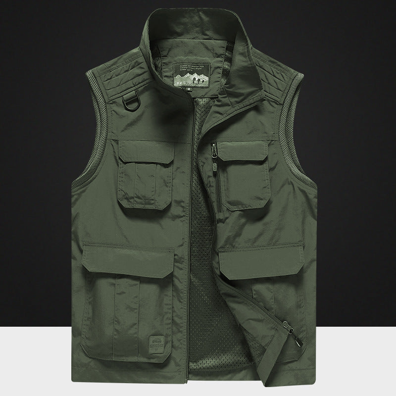 Herren Multifunktionale Outdoor-Utility‑Weste mit Mesh‑Innenfutter und Mehrfachtaschen Echoarchiv