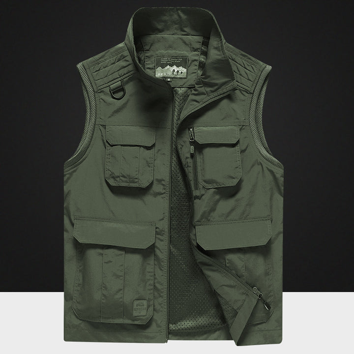 Herren Multifunktionale Outdoor-Utility‑Weste mit Mesh‑Innenfutter und Mehrfachtaschen Echoarchiv