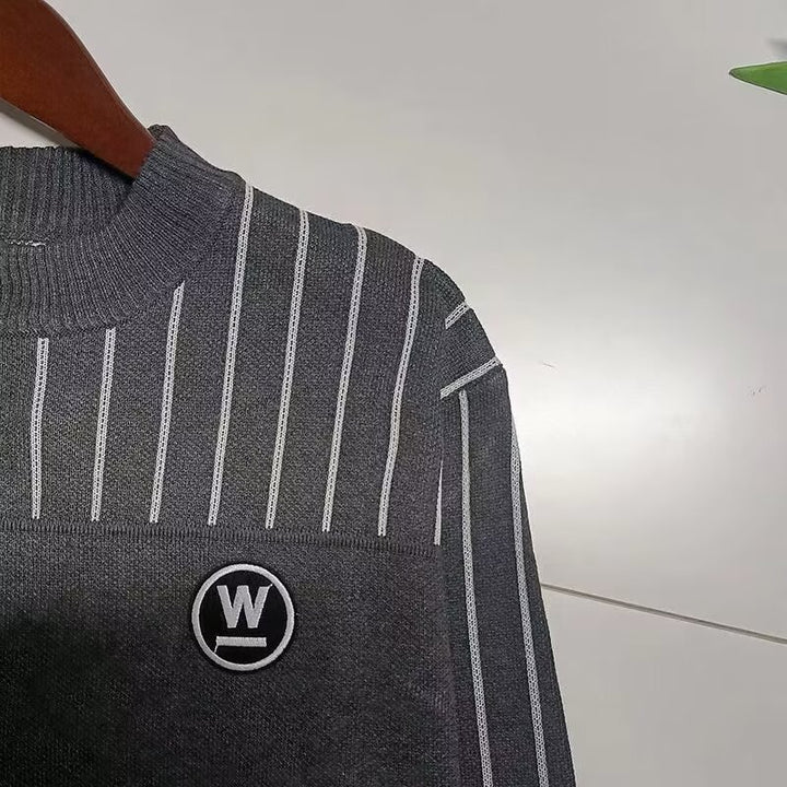 Herren gestreifter Rollkragenpullover aus kuscheligem Textil Echoarchiv