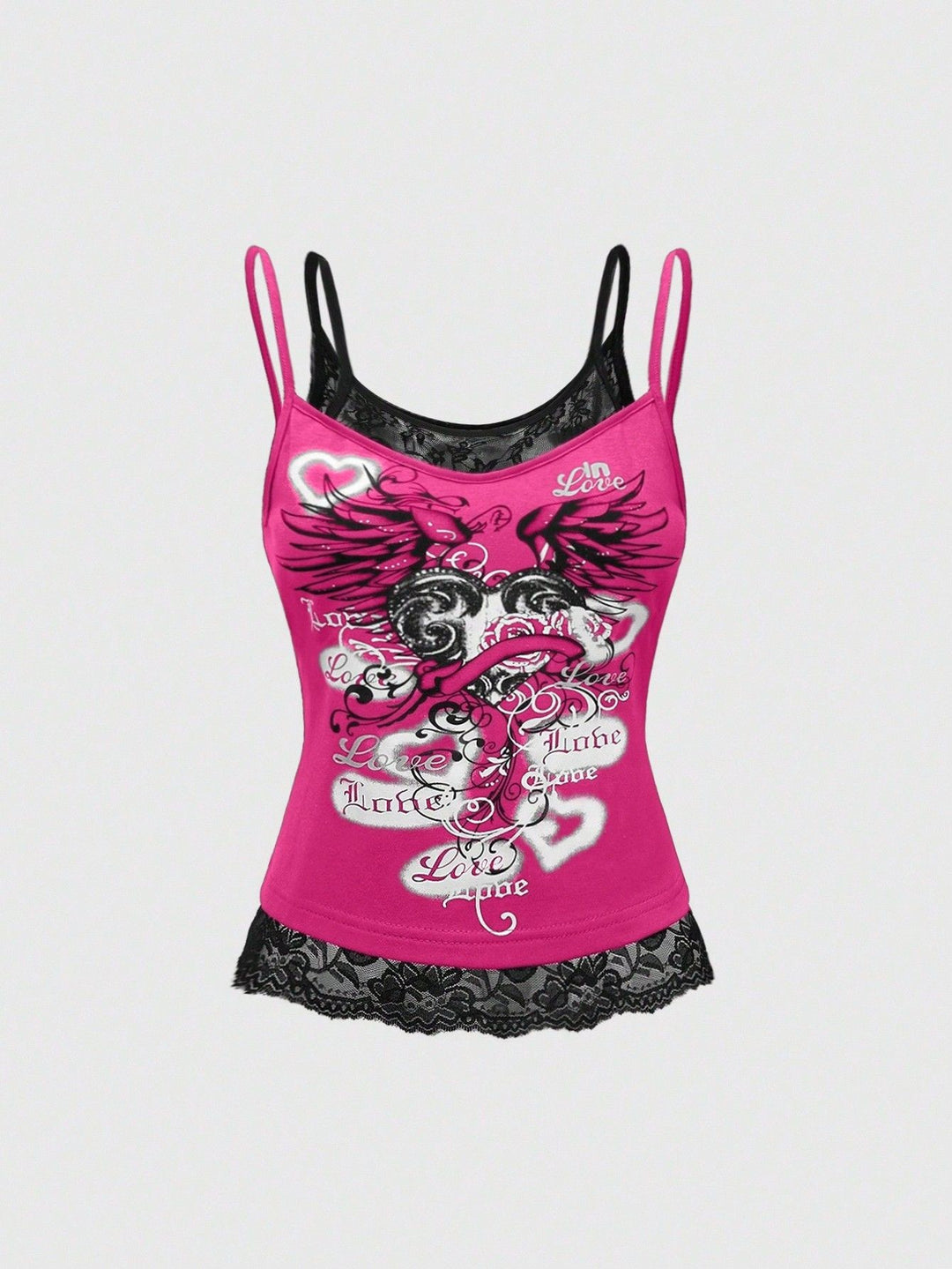 Damen Spitze Cami Top mit Grafischem Print Echo Archiv