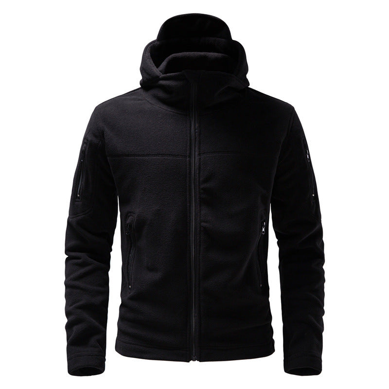 Herren Fleecejacke mit Kapuze und funktionalen Taschen Echoarchiv
