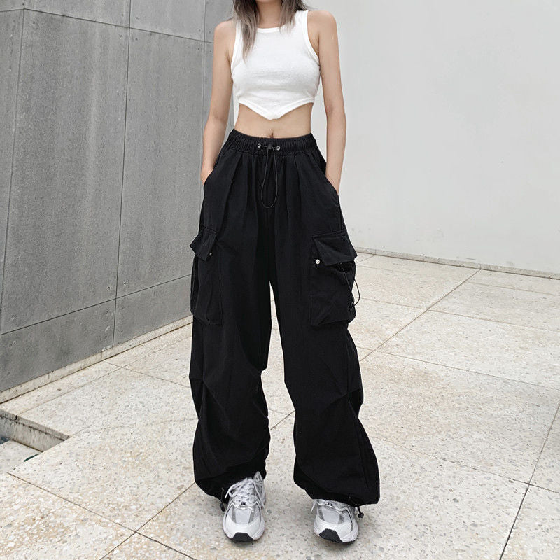 Damen nan weite Cargo-Hose mit Tunnelzugbund, verstellbarem Saum und Mehrfachtaschen Echo Archiv