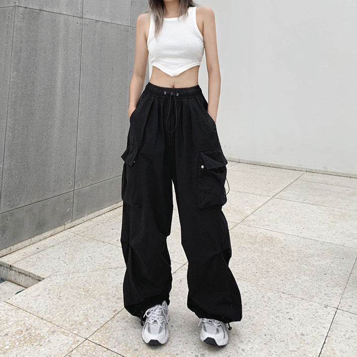 Damen nan weite Cargo-Hose mit Tunnelzugbund, verstellbarem Saum und Mehrfachtaschen Echo Archiv