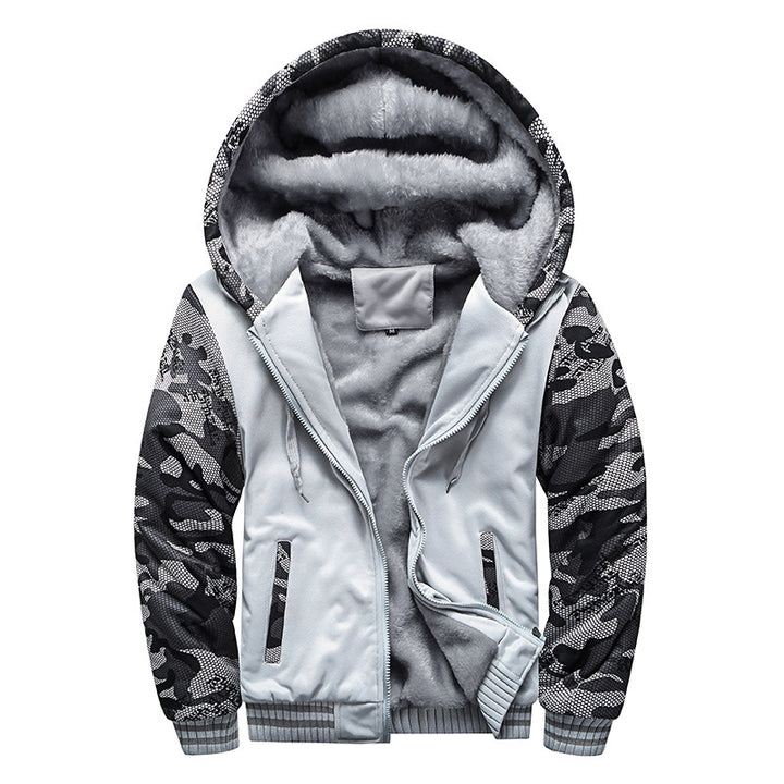Herren Kapuzenblouson mit dichtem Sherpa-Innenfutter, kontrastierenden Ärmeln und Kordelzug – Cavarno