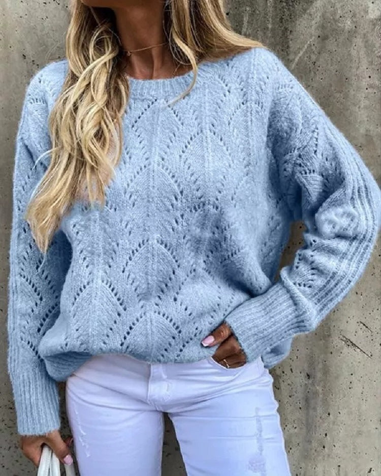 Damen Oversize Ajourstrick-Pullover mit Rundhalsausschnitt Echo Archiv