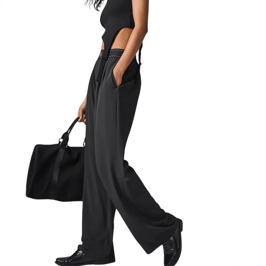 Damen Elegante Hochtaillierte Palazzo-Hosen – Avélisse
