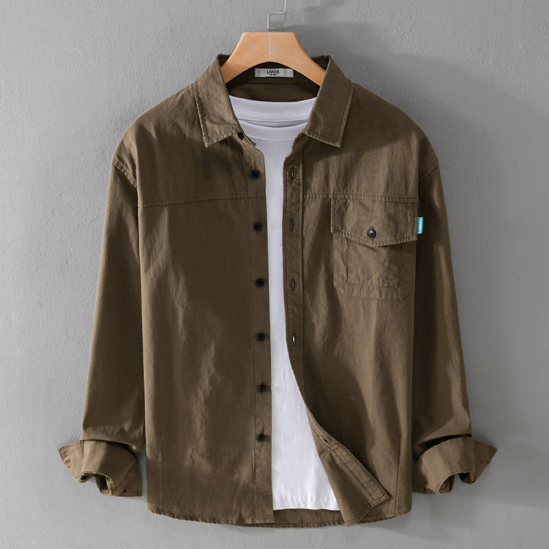Herren Vintage-inspiriertes Worker-Overshirt aus Baumwollmix mit Brustklappe und entspannter Passform Echoarchiv