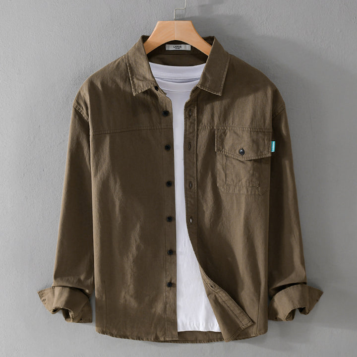 Herren Vintage-inspiriertes Worker-Overshirt aus Baumwollmix mit Brustklappe und entspannter Passform Echoarchiv