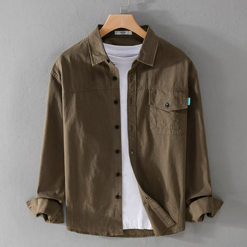 Herren Vintage-inspiriertes Worker-Overshirt aus Baumwollmix mit Brustklappe und entspannter Passform Echoarchiv