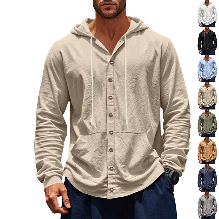 Herren Kapuzenpullover mit Knopfleiste und praktischen Taschen Echoarchiv