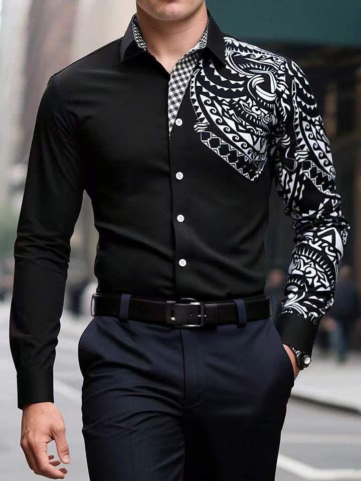 Herren Designerhemd mit extravaganten Mustern Echoarchiv