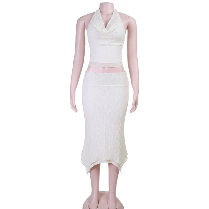 Damen Elegantes Halter-Crop-Top mit schmalem Midi-Rock Echo Archiv