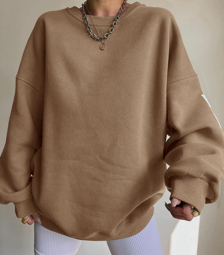 Damen Oversized Sweatshirt mit Blockprint-Ärmeln und weitem Drop-Shoulder-Schnitt Echoarchiv