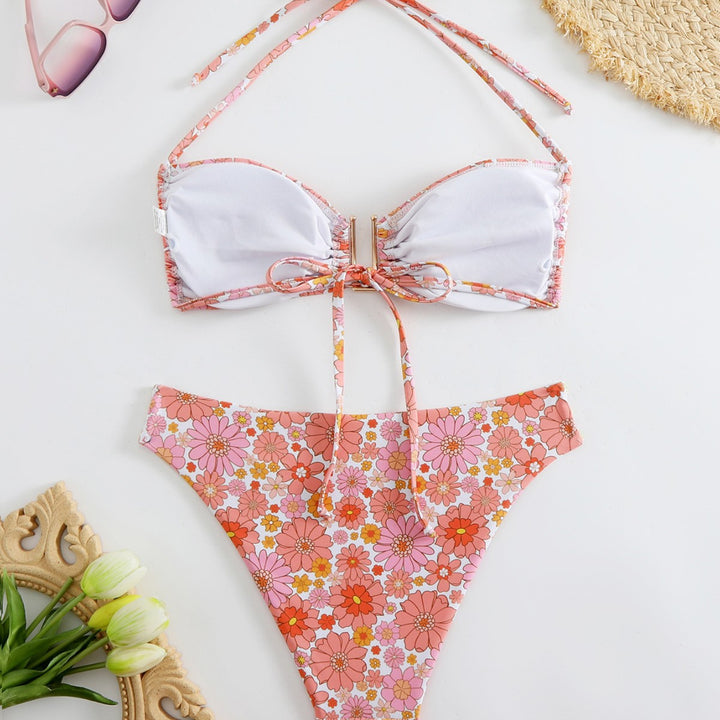 Damen Bikini-Set mit floralem Design und goldenen Akzenten Echo Archiv