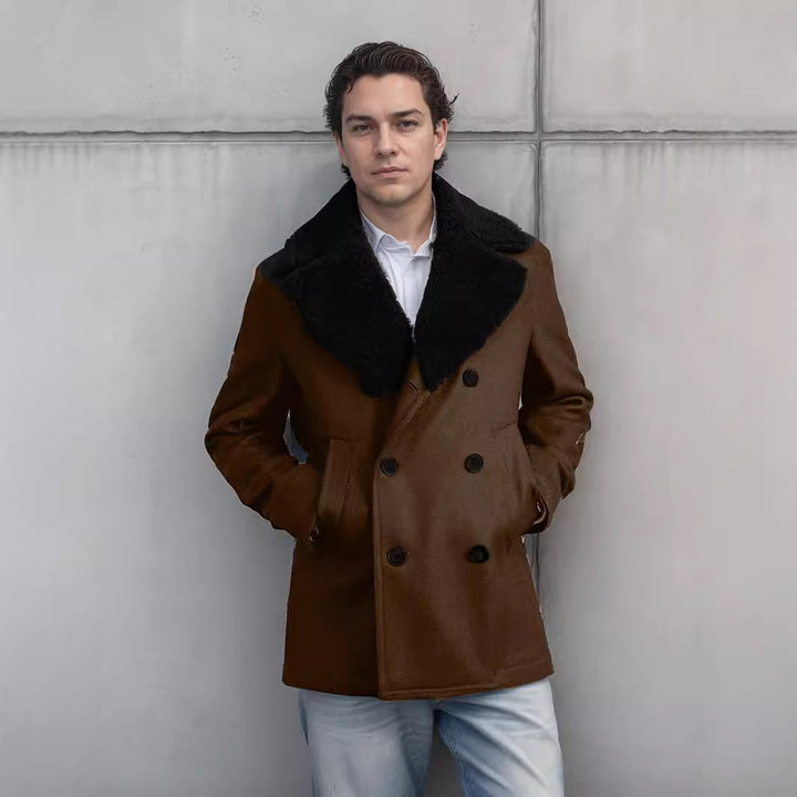 Herren eleganter Dufflecoat mit weichem Kragen Echoarchiv