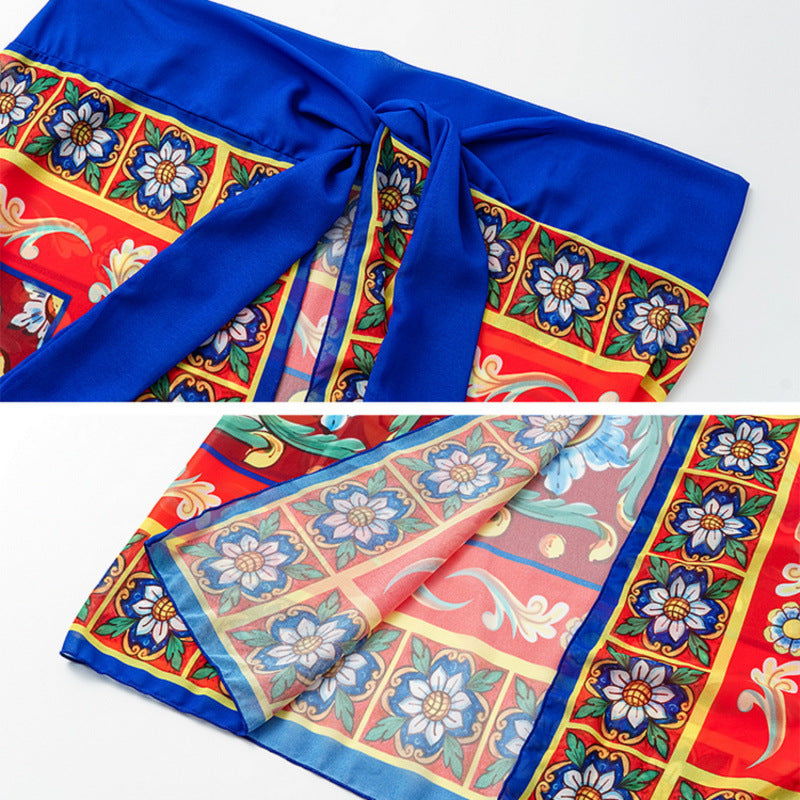Damen Badeanzug-Set mit floralem Muster und elegantem Wickelrock Echo Archiv