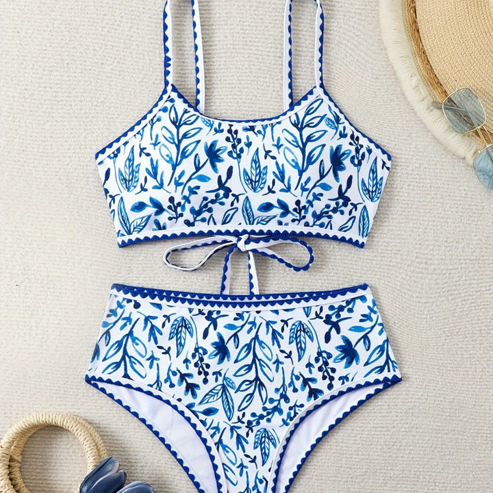 Damen Hochtailliertes Bikiniset mit floralem Design Echo Archiv