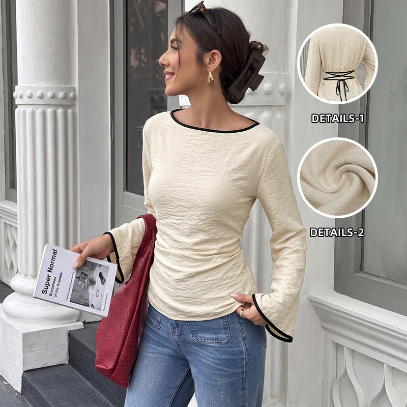 Damen Elegantes Langarmshirt mit Rüschenärmel Echo Archiv