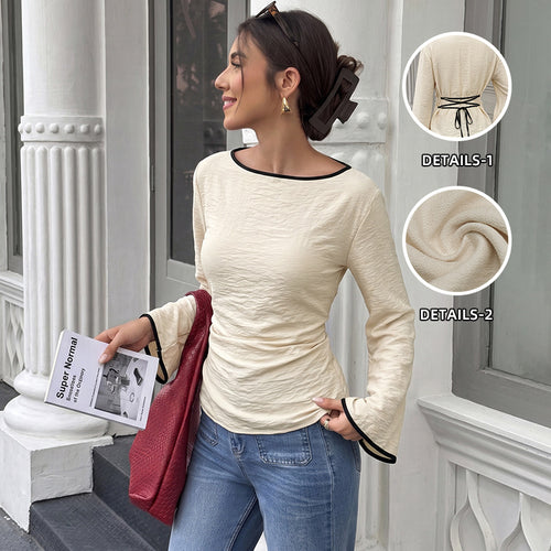 Damen Elegantes Langarmshirt mit Rüschenärmel Echo Archiv