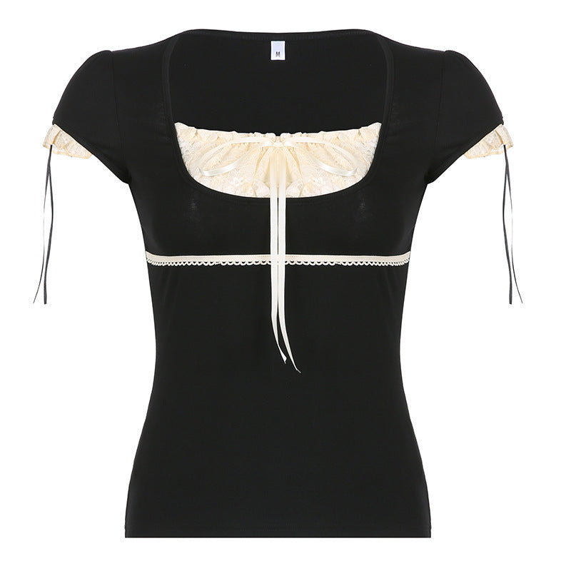 Damen Elegantes Spitzenoberteil mit raffinierten Schnürdetails Echo Archiv