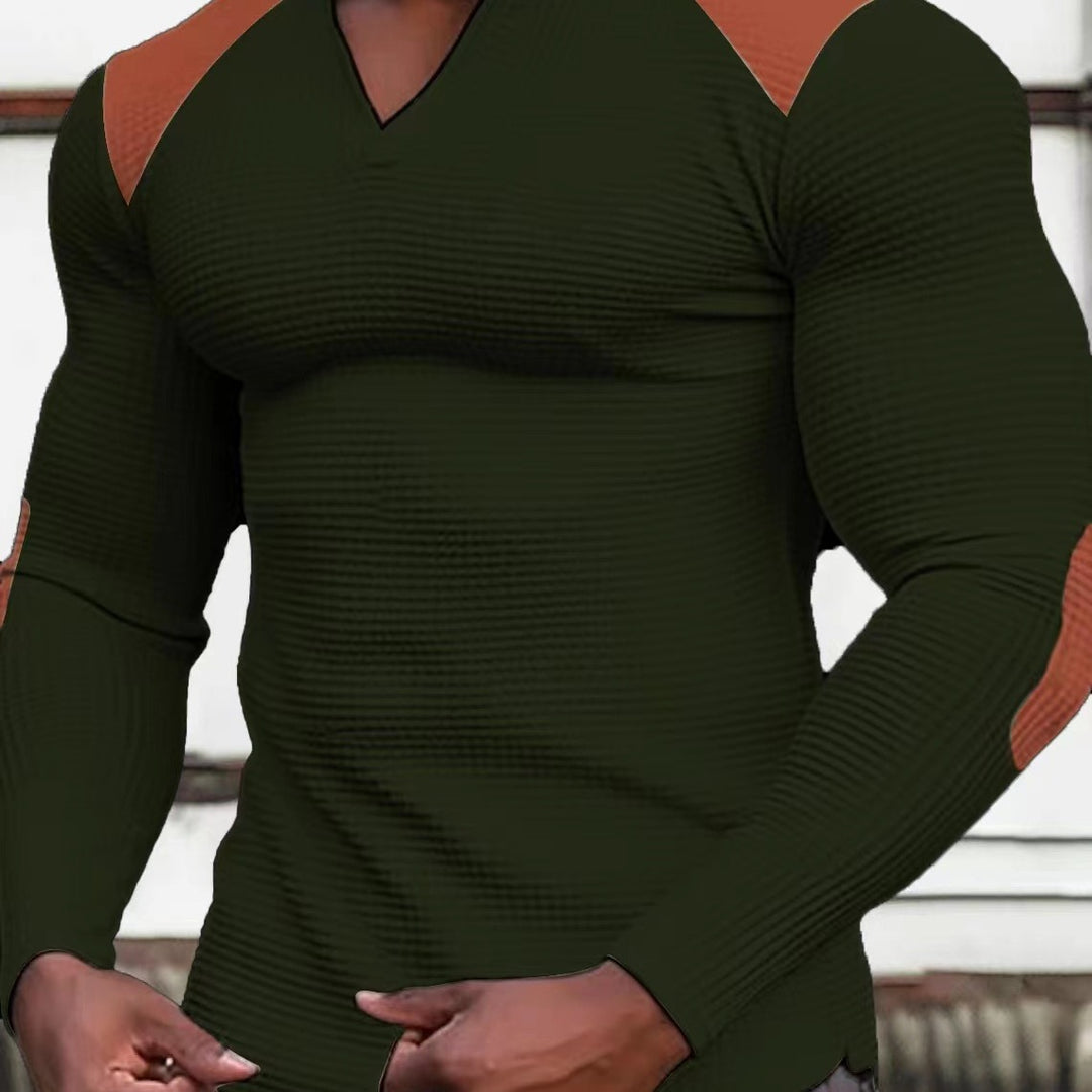 Herren Langarmshirt mit strukturiertem Stoff und Kontrastdetails Echoarchiv