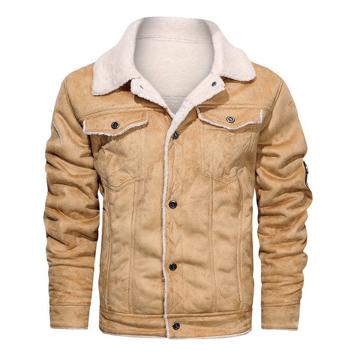 Herren nan gefütterte Lammfelloptik Jeansjacke mit Teddyfutter und Druckknopfleiste Echo Archiv