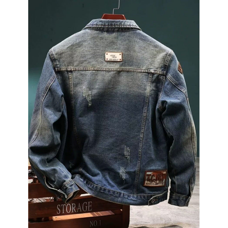 Herren Modische Denimjacke mit gestickten Details Echo Archiv