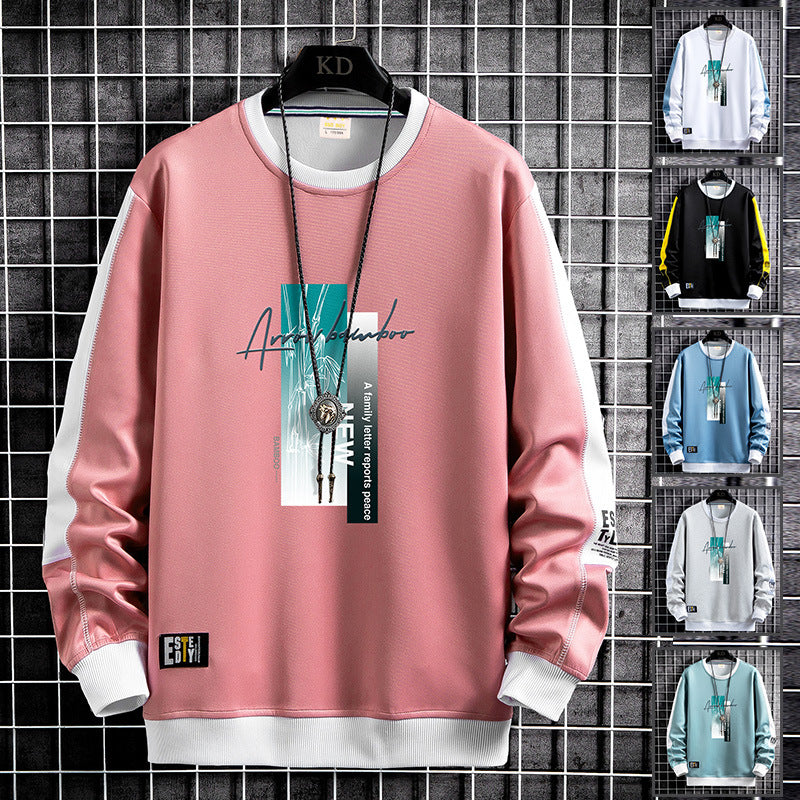 Herren Sportlich‑urbanes Rundhals‑Sweatshirt mit Kontrastärmeln, gerippten Bündchen & frontalem Grafikprint Echoarchiv