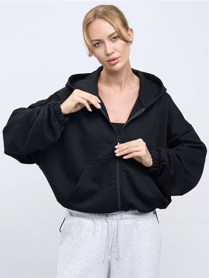 Damen Modischer cropped Zip-Hoodie Echo Archiv