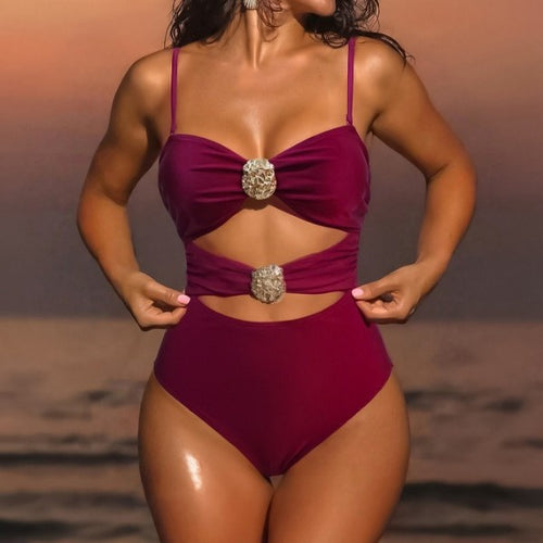 Damen Einteiliger Badeanzug mit raffinierten Schnürdetails Echo Archiv