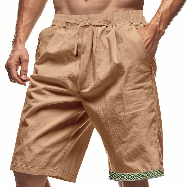 Herren lässige Strandshorts aus atmungsaktivem Leinenmix mit elastischem Bund und seitlichen Taschen Echoarchiv