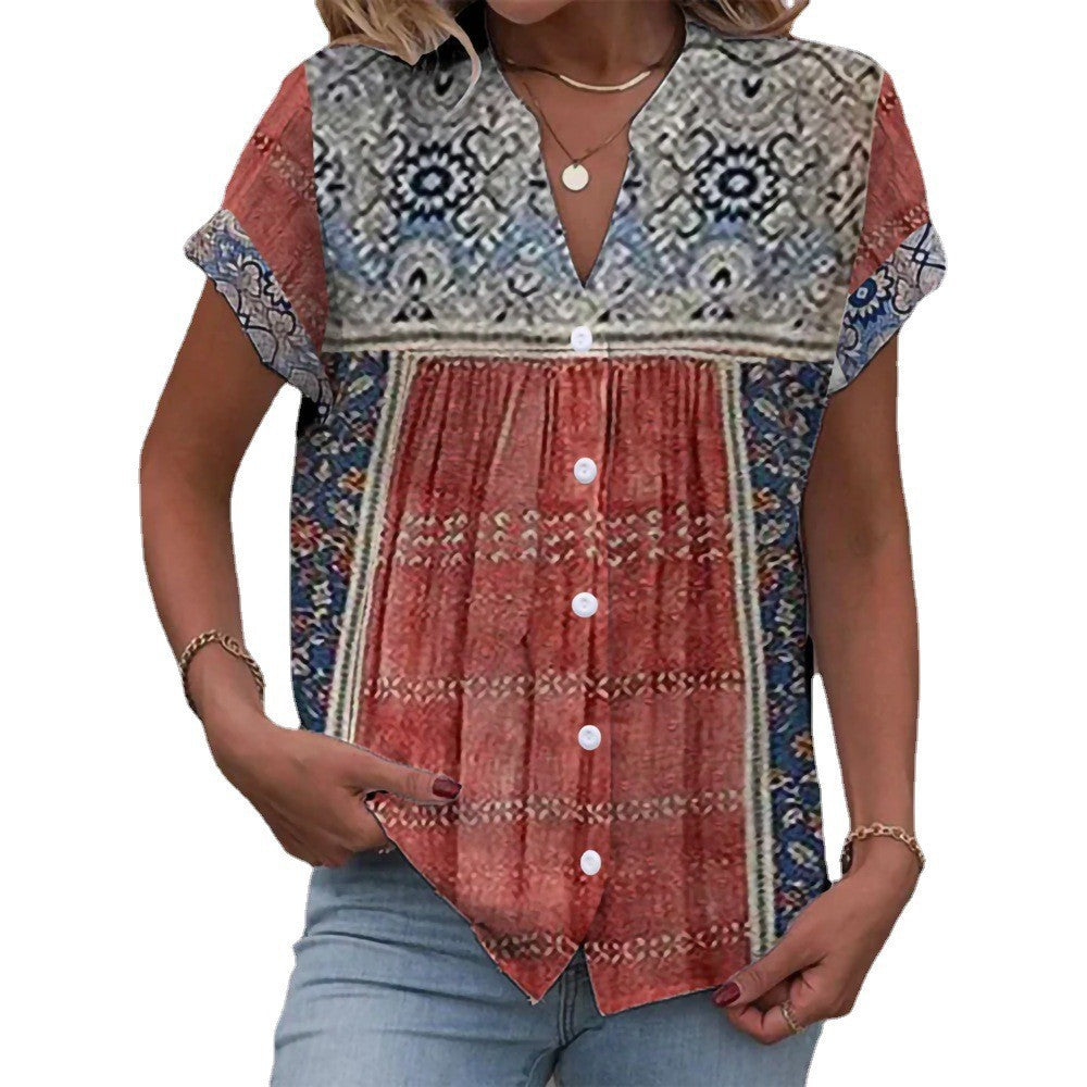 Damen Bluse mit floralem Design und Knopfleiste Echo Archiv