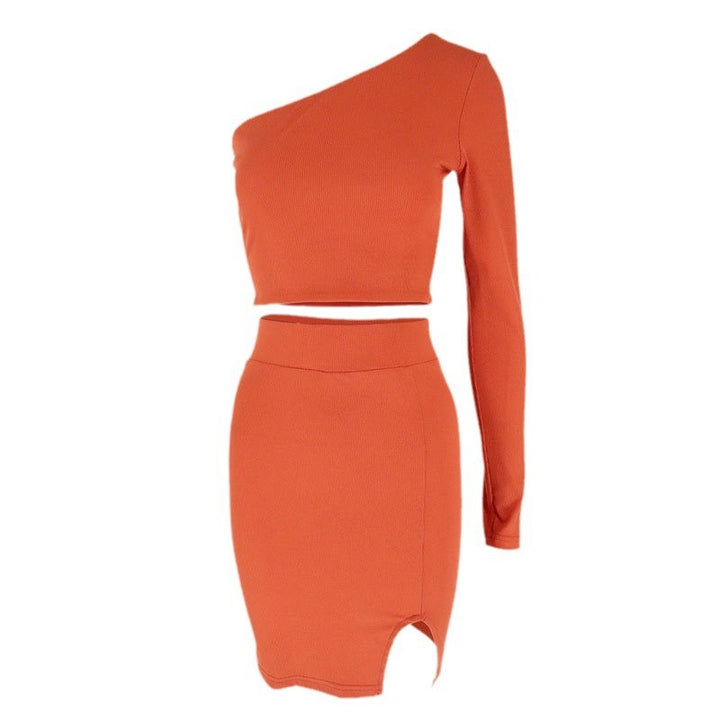 Damen asymmetrisches Crop-Top und figurbetonter Minirock-Set Echo Archiv