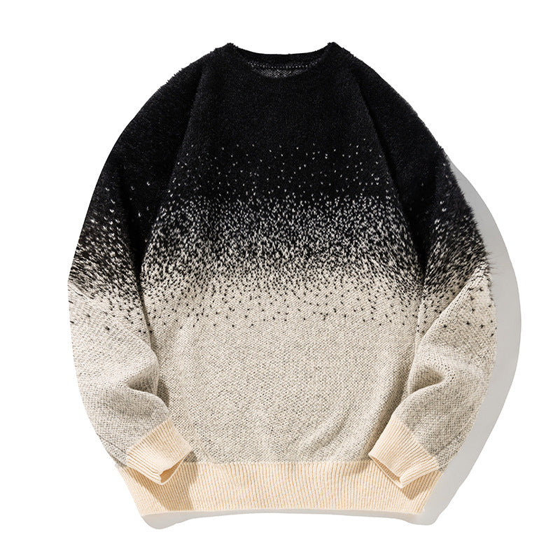 Unisex Weicher Oversize-Strickpullover mit Dip‑Dye‑Verlauf, Bouclé‑Struktur und geripptem Saum Echo Archiv
