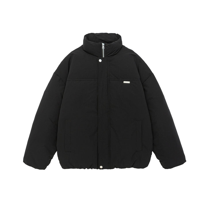 Damen Kurz geschnittene Oversize Steppjacke mit hohem Stehkragen und verdecktem Reißverschluss Echoarchiv