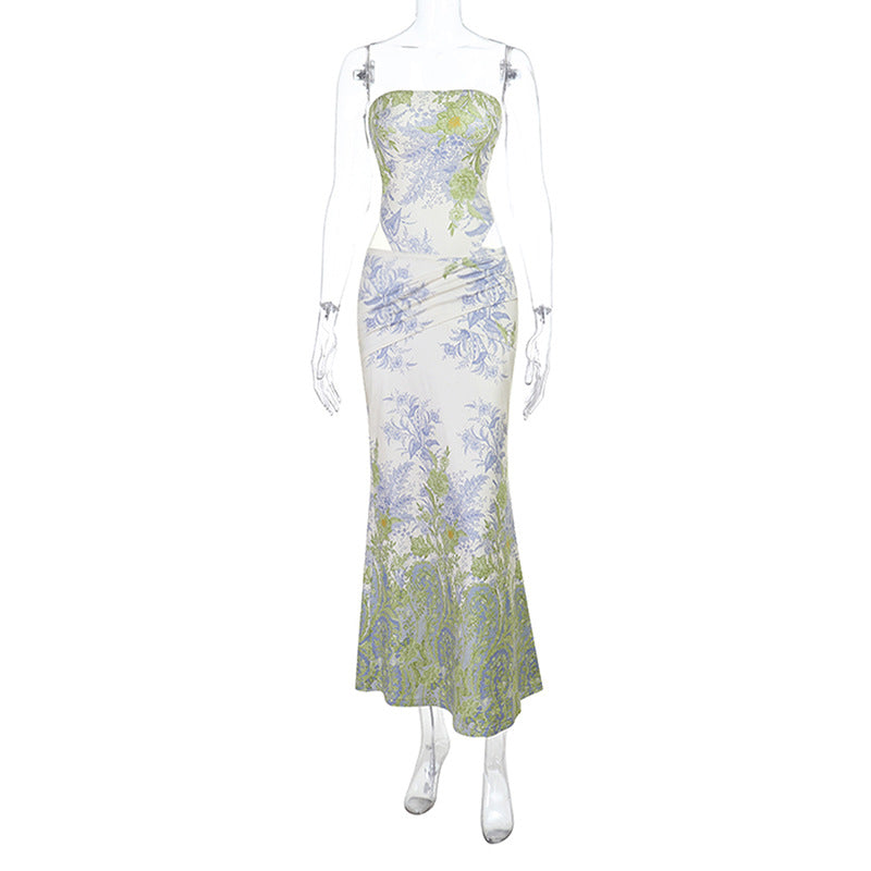 Damen Elegantes Maxikleid mit floralem Muster und figurbetontem Schnitt Echo Archiv