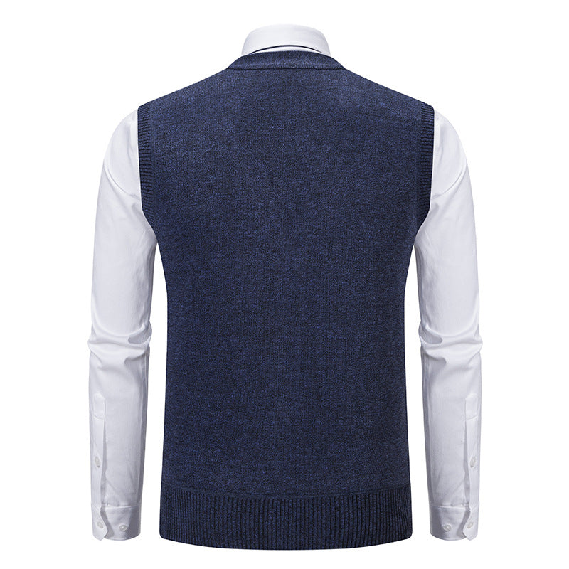 Herren nan ärmellose Strickweste mit Argyle-Muster, Teddyfutter und durchgehender Knopfleiste Echo Archiv
