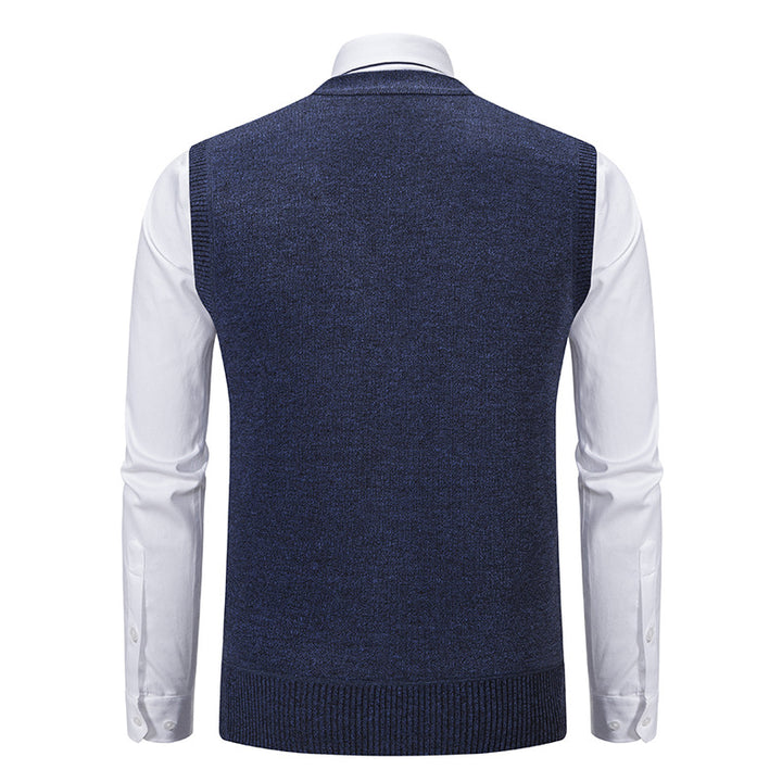 Herren nan ärmellose Strickweste mit Argyle-Muster, Teddyfutter und durchgehender Knopfleiste Echo Archiv