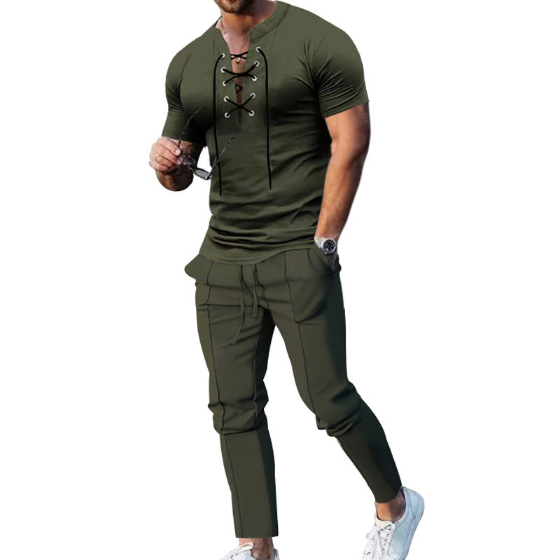 Herren lässiges Sport-Outfit mit modernem Schnürdesign und praktischen Taschen Echoarchiv