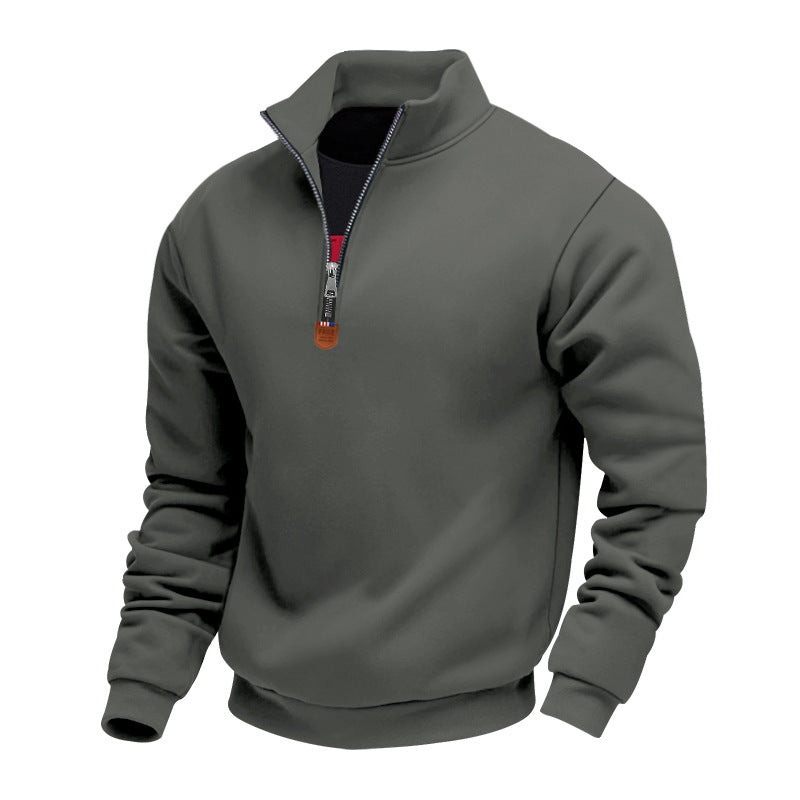 Herren nan Premium-Halbzip-Sweatshirt mit hohem Stehkragen, robustem Reißverschluss und geripptem Saum Echo Archiv