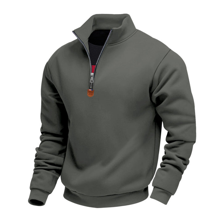 Herren nan Premium-Halbzip-Sweatshirt mit hohem Stehkragen, robustem Reißverschluss und geripptem Saum Echo Archiv