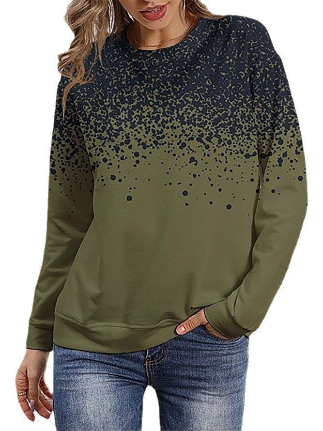 Damen Sweatshirt mit Farbverlauf-Punktdruck und Rundhalsausschnitt Echoarchiv