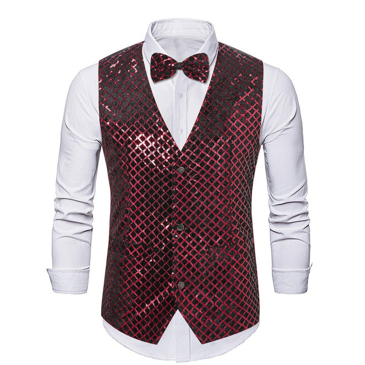 Herren elegante Paillettenweste mit passendem Fliegenbinder Echoarchiv
