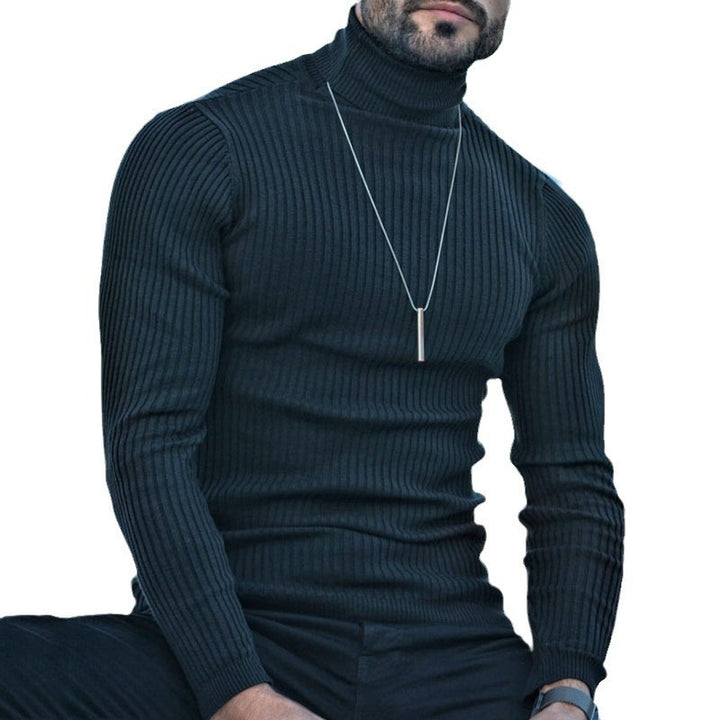 Herren Hochwertiger Rollkragenpullover mit strukturiertem Design Echoarchiv