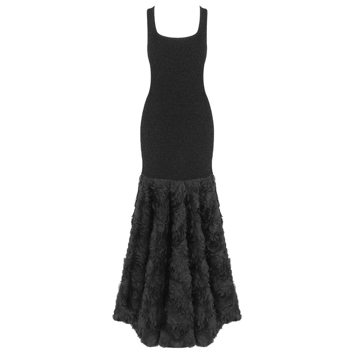 Damen glamouröses Maxikleid mit floralen Details und figurbetontem Oberteil Echo Archiv