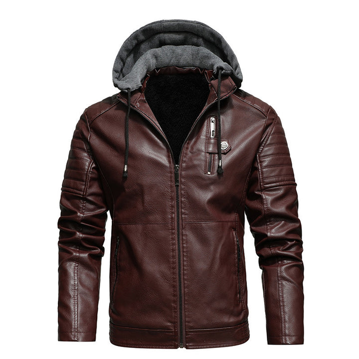 Herren Lederimitatjacke mit Kapuze und Teddyfutter Echoarchiv