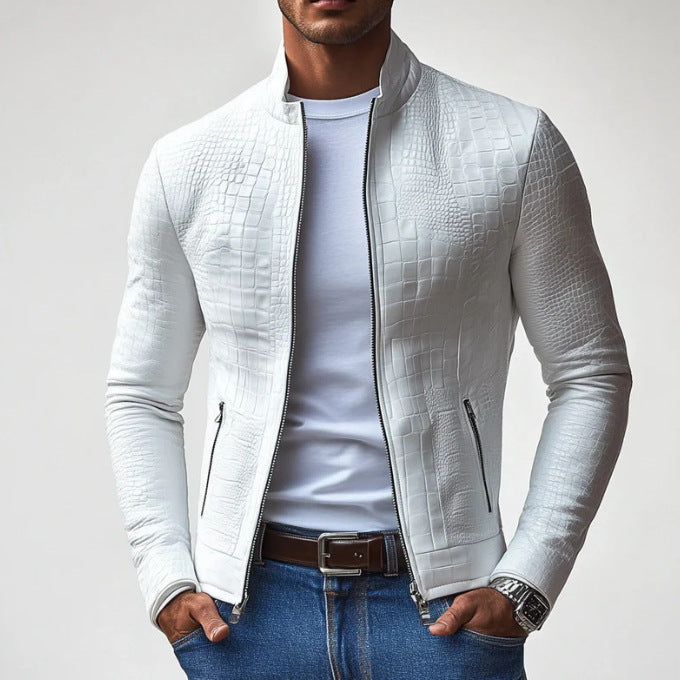 Herren elegante Kunstlederjacke mit kroko-ähnlicher Textur Echoarchiv