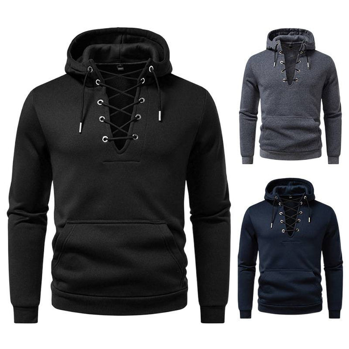 Herren Kapuzenpullover mit modischem Schnürdesign Echoarchiv