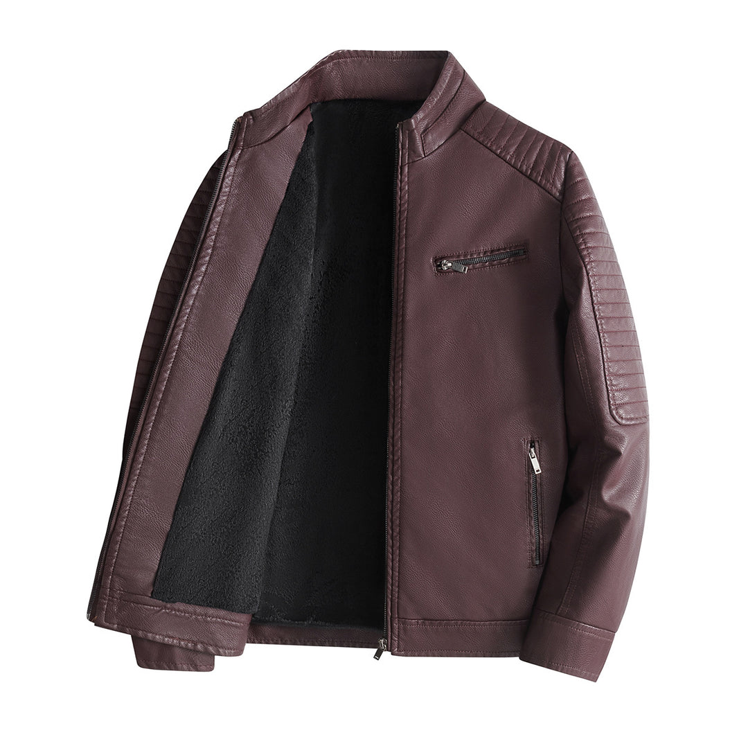 Herren Modische Lederjacke mit Steppnähten Echo Archiv